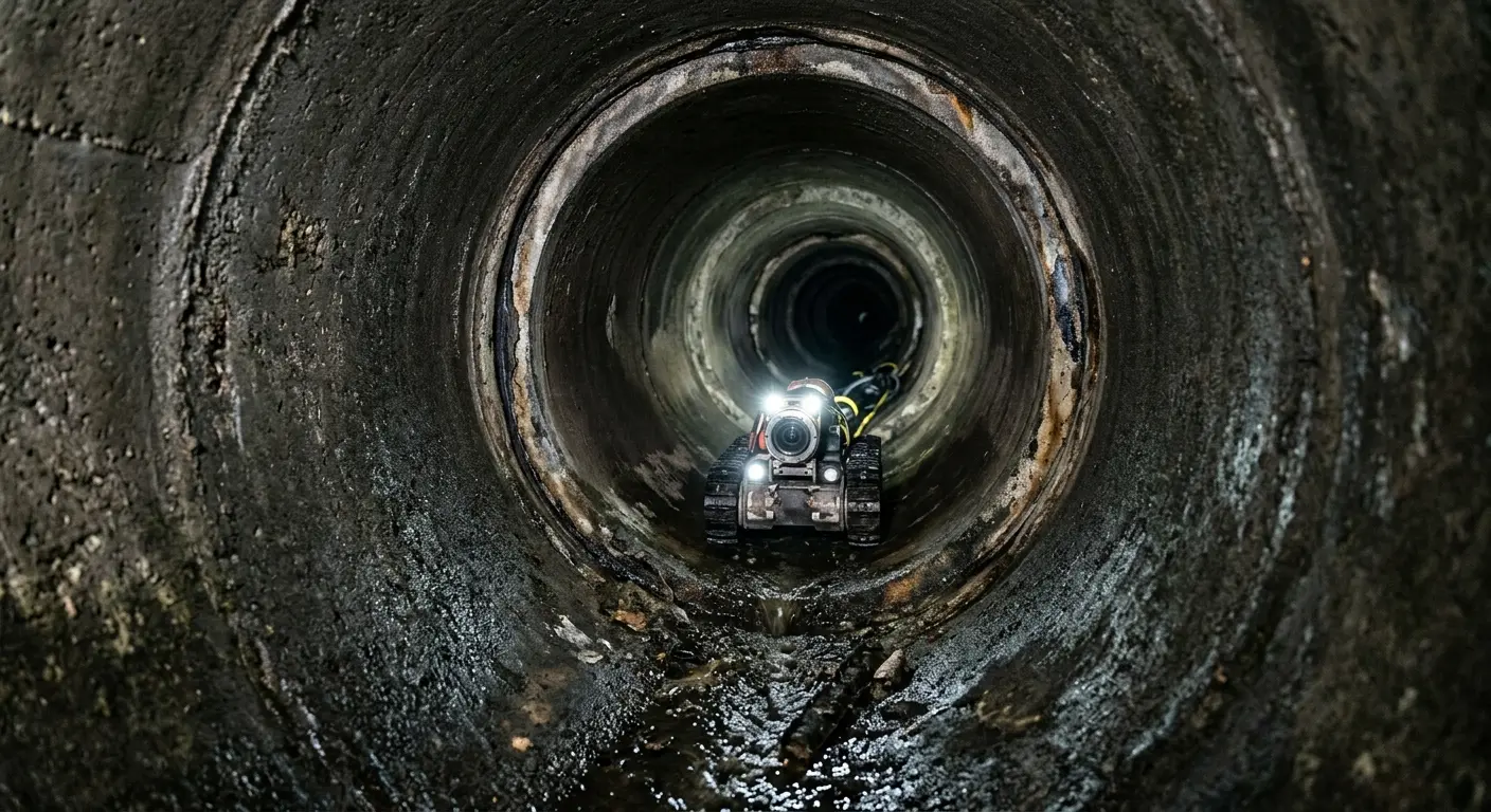 Robotic sewer camera inspecting pipe interior for Drain Snake Service in Simi Valley